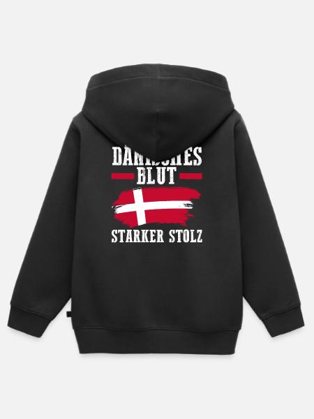 Danois Danemark - Sweat Premium à capuche zippé enfant bio - noir