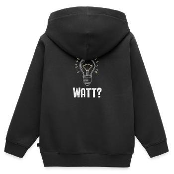 Électricien : WATT ? Humour et savoir-faire combinés - Sweat Premium à capuche zippé enfant bio - noir - Dos - AI Model Kid Male (0cm)