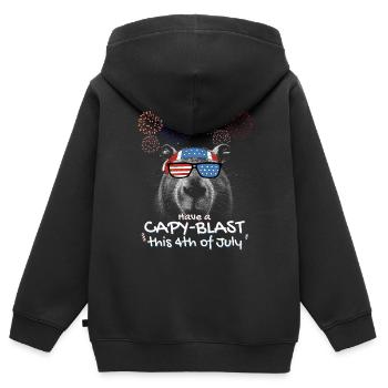 Capybara Proud Patriots - Viel Spaß mit Capy-Blast - Kinder Premium Organic Zip Hoodie - Schwarz - Hinten - AI Model Kid Male (0cm)