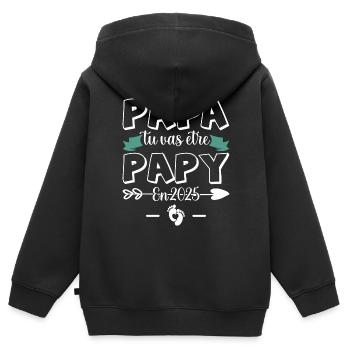 Zukünftiger Großvater, Papa, du wirst Opa 2025 - Kinder Premium Organic Zip Hoodie - Schwarz - Hinten - AI Model Kid Male (0cm)