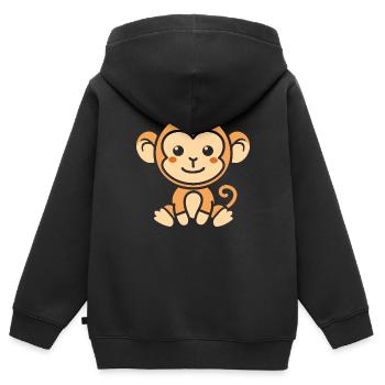 Affe - Kinder Premium Organic Zip Hoodie - Schwarz - Hinten - AI Model Kid Male (0cm)