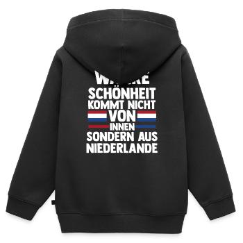 Pays-Bas Pays-Bas Pays-Bas - Sweat Premium à capuche zippé enfant bio - noir - Dos - AI Model Kid Male (0cm)