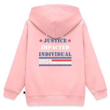 Ich wähle - Von der Justiz betroffene Person - 2024 - Kinder Premium Organic Zip Hoodie - Rosa - Hinten - AI Model Kid Female (0cm)