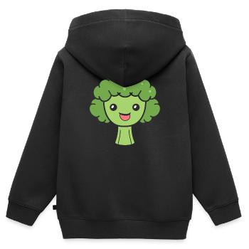 Brokkoli - Kinder Premium Organic Zip Hoodie - Schwarz - Hinten - AI Model Kid Male (0cm)