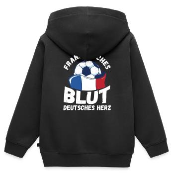 Français Français France - Sweat Premium à capuche zippé enfant bio - noir - Dos - AI Model Kid Male (0cm)