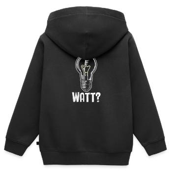 Électricien : WATT ? Humour et savoir-faire combinés - Sweat Premium à capuche zippé enfant bio - noir - Dos - AI Model Kid Male (0cm)