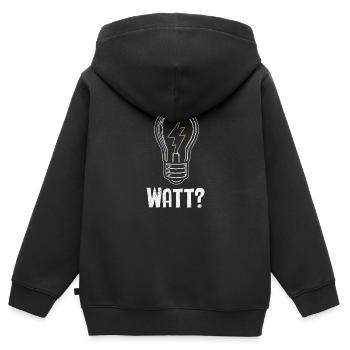 Électricien : WATT ? Humour et savoir-faire combinés - Sweat Premium à capuche zippé enfant bio - noir - Dos - AI Model Kid Male (0cm)