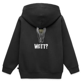 Électricien : WATT ? Humour et savoir-faire combinés - Sweat Premium à capuche zippé enfant bio - noir - Dos - AI Model Kid Male (0cm)