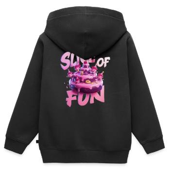 UN GÂTEAU, UNE TRANCHE DE PLAISIR - Sweat Premium à capuche zippé enfant bio - noir - Dos - AI Model Kid Male (0cm)