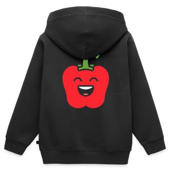 Pfeffer - Kinder Premium Organic Zip Hoodie - Schwarz - Hinten - AI Model Kid Male (0cm)