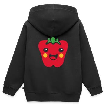 Pfeffer - Kinder Premium Organic Zip Hoodie - Schwarz - Hinten - AI Model Kid Male (0cm)