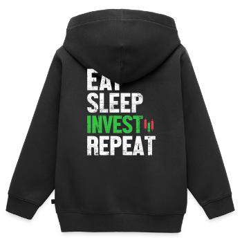 Essen Schlaf Investieren Wiederholter Handel Kryptowährung - Kinder Premium Organic Zip Hoodie - Schwarz - Hinten - AI Model Kid Male (0cm)