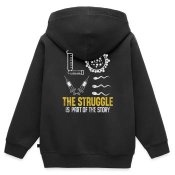 Infertilité FIV Prélèvement d’ovules Ruban orange - Sweat Premium à capuche zippé enfant bio - noir - Dos - AI Model Kid Male (0cm)