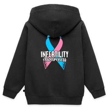 Sensibilisation à l’infertilité Ruban rose et bleu - Sweat Premium à capuche zippé enfant bio - noir - Dos - AI Model Kid Male (0cm)