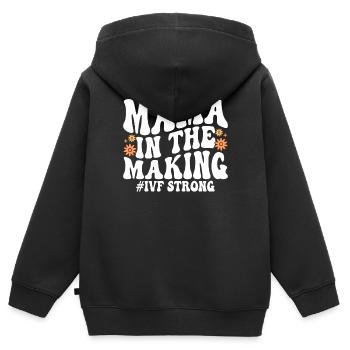 Mama In The Making FIV Orange 1 sur 8 Infertilité - Sweat Premium à capuche zippé enfant bio - noir - Dos - AI Model Kid Male (0cm)