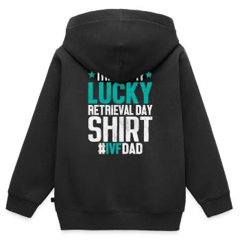 C’est ma chance FIV papa Orange Infertilité - Sweat Premium à capuche zippé enfant bio - noir - Dos - AI Model Kid Male (0cm)