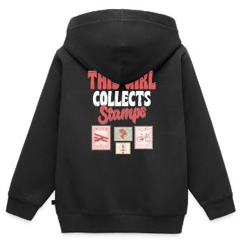 Le girl power dans la philatélie : des timbres à ma façon - Sweat Premium à capuche zippé enfant bio - noir - Dos - AI Model Kid Male (0cm)