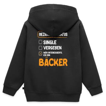 Bäcker Beziehungsstatus Back Backwaren Backen - Kinder Premium Organic Zip Hoodie - Schwarz - Hinten - AI Model Kid Male (0cm)