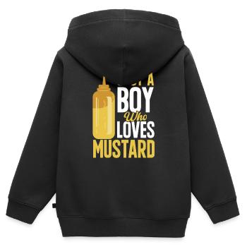 Senf Mustard - Kinder Premium Organic Zip Hoodie - Schwarz - Hinten - AI Model Kid Male (0cm)