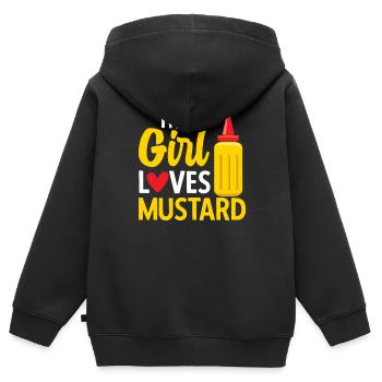 Senf Mustard - Kinder Premium Organic Zip Hoodie - Schwarz - Hinten - AI Model Kid Male (0cm)