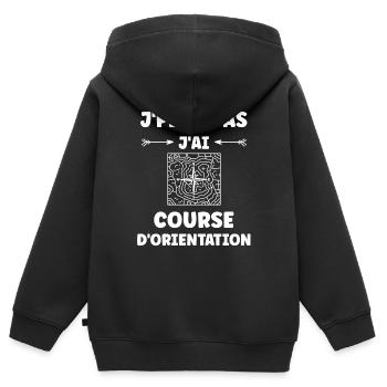 course d'orientation - Sweat Premium à capuche zippé enfant bio - noir - Dos - AI Model Kid Male (0cm)
