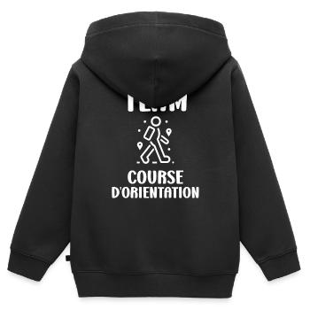 course d'orientation - Sweat Premium à capuche zippé enfant bio - noir - Dos - AI Model Kid Male (0cm)