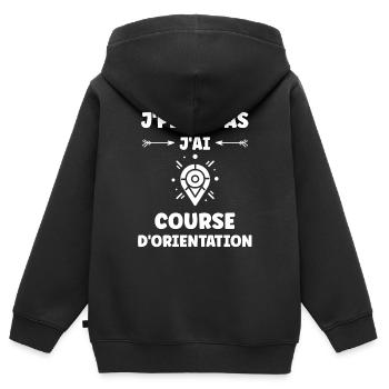 course d'orientation - Sweat Premium à capuche zippé enfant bio - noir - Dos - AI Model Kid Male (0cm)