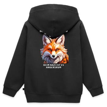 DER FUCHS IST SCHLAU - Kinder Premium Organic Zip Hoodie - Schwarz - Hinten - AI Model Kid Male (0cm)