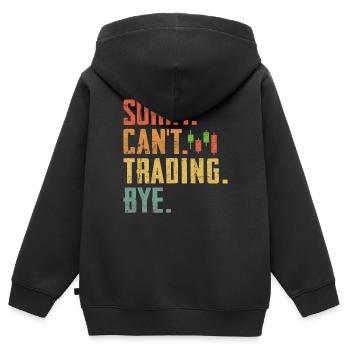 Lustiger Handel Retro Groovy Börse - Kinder Premium Organic Zip Hoodie - Schwarz - Hinten - AI Model Kid Male (0cm)