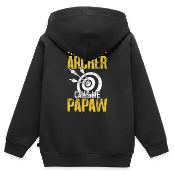 Lustiges Bogenschießen Opa Befiederung Pfeil Jagd - Kinder Premium Organic Zip Hoodie - Schwarz - Hinten - AI Model Kid Male (0cm)