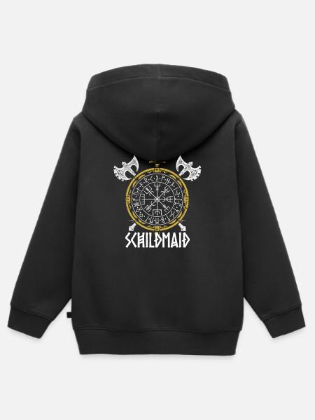 Shield Maiden: la forza e l'orgoglio delle donne vichinghe - Felpa Premium con cappuccio con zip bambino bio - nero
