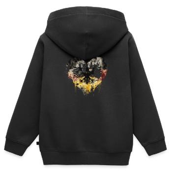 Deutschland Herz Patriotismus mit Stil - Kinder Premium Organic Zip Hoodie - Schwarz - Hinten - AI Model Kid Male (0cm)