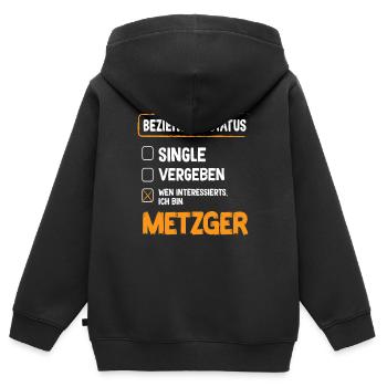 Metzger Beziehungsstatus Metzger Fleischer - Kinder Premium Organic Zip Hoodie - Schwarz - Hinten - AI Model Kid Male (0cm)