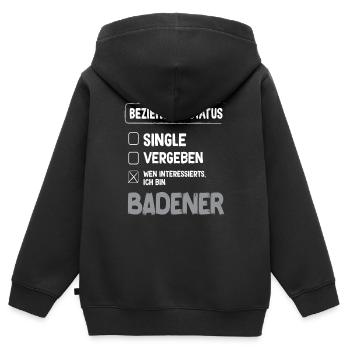 Badener Beziehungsstatus Badener Baden - Kinder Premium Organic Zip Hoodie - Schwarz - Hinten - AI Model Kid Male (0cm)