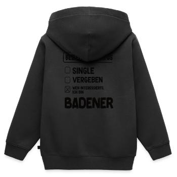 Badener Beziehungsstatus Badener Baden - Kinder Premium Organic Zip Hoodie - Schwarz - Hinten - AI Model Kid Male (0cm)