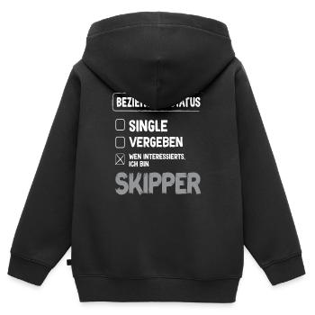 Skipper Relation Statut Skipper Voile Marin - Sweat Premium à capuche zippé enfant bio - noir - Dos - AI Model Kid Male (0cm)