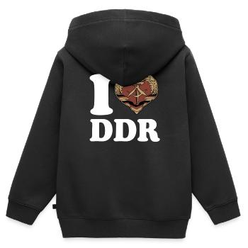 J’aime DDR - Coeur - Ostalgie - Sweat Premium à capuche zippé enfant bio - noir - Dos - AI Model Kid Male (0cm)