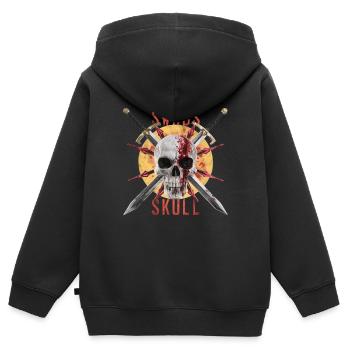 SCHWERTER UND SCHÄDEL - Kinder Premium Organic Zip Hoodie - Schwarz - Hinten - AI Model Kid Male (0cm)