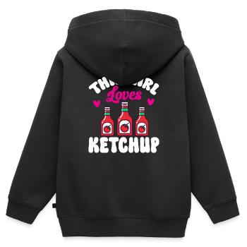Ketchup Tomatenketchup - Kinder Premium Organic Zip Hoodie - Schwarz - Hinten - AI Model Kid Male (0cm)