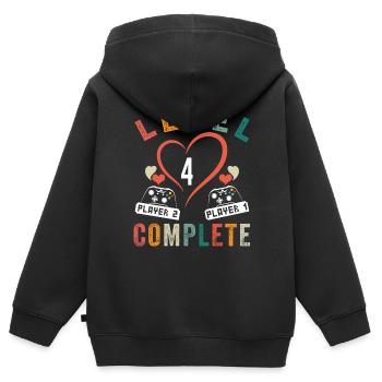 Level 4 Schließe 4th Anniversary 4 Jahre Hochzeit ab - Kinder Premium Organic Zip Hoodie - Schwarz - Hinten - AI Model Kid Male (0cm)