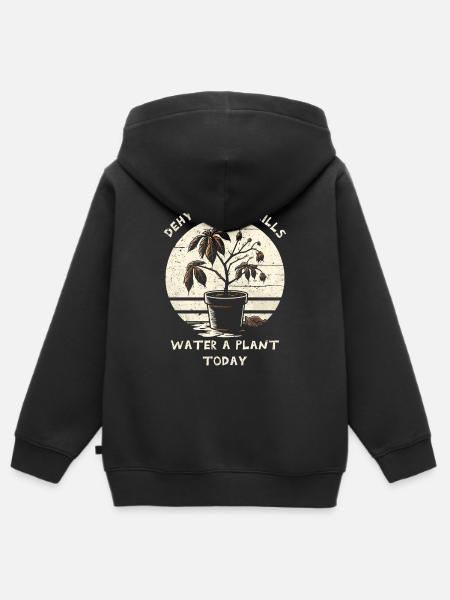 Dehydration Kills. Water A Plant Today. - Kids Premium Organic Zip-up Hoodie - black