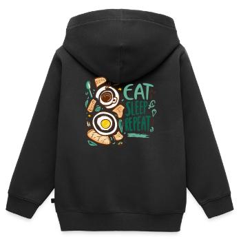 MANGEZ DORMIR RÉPÉTEZ - Sweat Premium à capuche zippé enfant bio - noir - Dos - AI Model Kid Male (0cm)