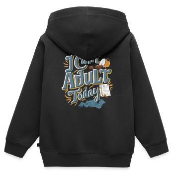 ICH KANN HEUTE NICHT ERWACHSEN WERDEN - Kinder Premium Organic Zip Hoodie - Schwarz - Hinten - AI Model Kid Male (0cm)