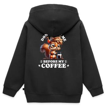 Morgenmuffel Kaffee Anti Frühaufsteher squirrel - Kinder Premium Organic Zip Hoodie - Schwarz - Hinten - AI Model Kid Male (0cm)