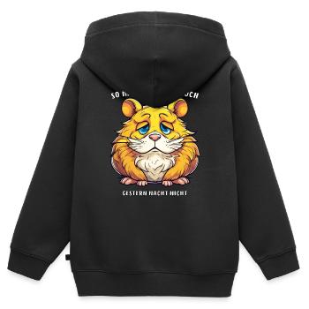 SO MÜDE WAR ICH GESTERN NACHT NICHT - Kinder Premium Organic Zip Hoodie - Schwarz - Hinten - AI Model Kid Male (0cm)