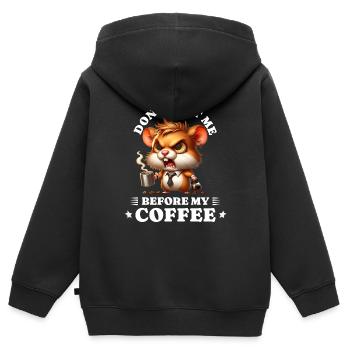 Morgenmuffel Kaffee Anti Frühaufsteher hamster - Kinder Premium Organic Zip Hoodie - Schwarz - Hinten - AI Model Kid Male (0cm)