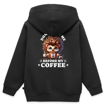 Morgenmuffel Kaffee Anti Frühaufsteher hedgehog - Kinder Premium Organic Zip Hoodie - Schwarz - Hinten - AI Model Kid Male (0cm)