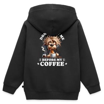 Morgenmuffel Kaffee Anti Frühaufsteher dog - Kinder Premium Organic Zip Hoodie - Schwarz - Hinten - AI Model Kid Male (0cm)