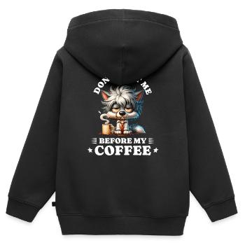 Morgenmuffel Kaffee Anti Frühaufsteher dog - Kinder Premium Organic Zip Hoodie - Schwarz - Hinten - AI Model Kid Male (0cm)