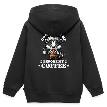 Morgenmuffel Kaffee Anti Frühaufsteher racoon - Kinder Premium Organic Zip Hoodie - Schwarz - Hinten - AI Model Kid Male (0cm)